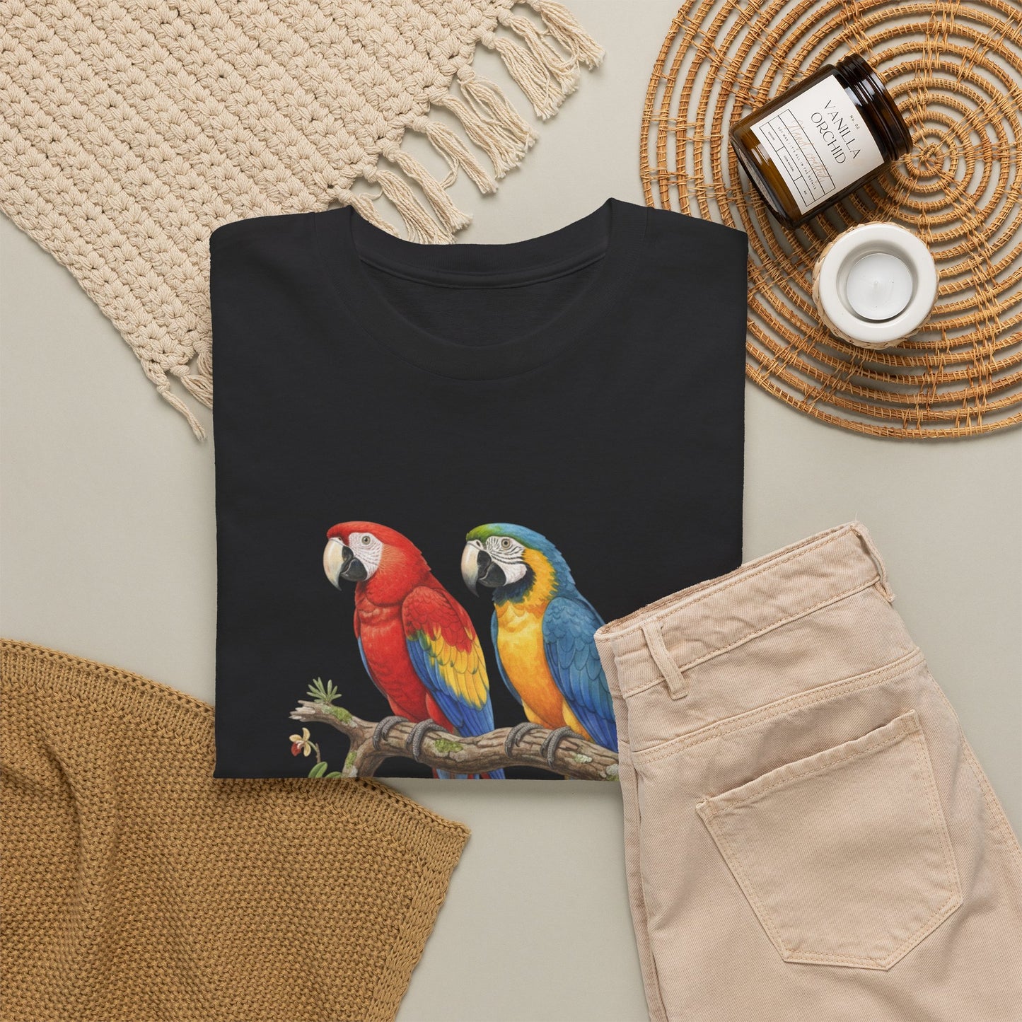 Perched in Paradise T-Shirt — Scarlet Macaw Shirt