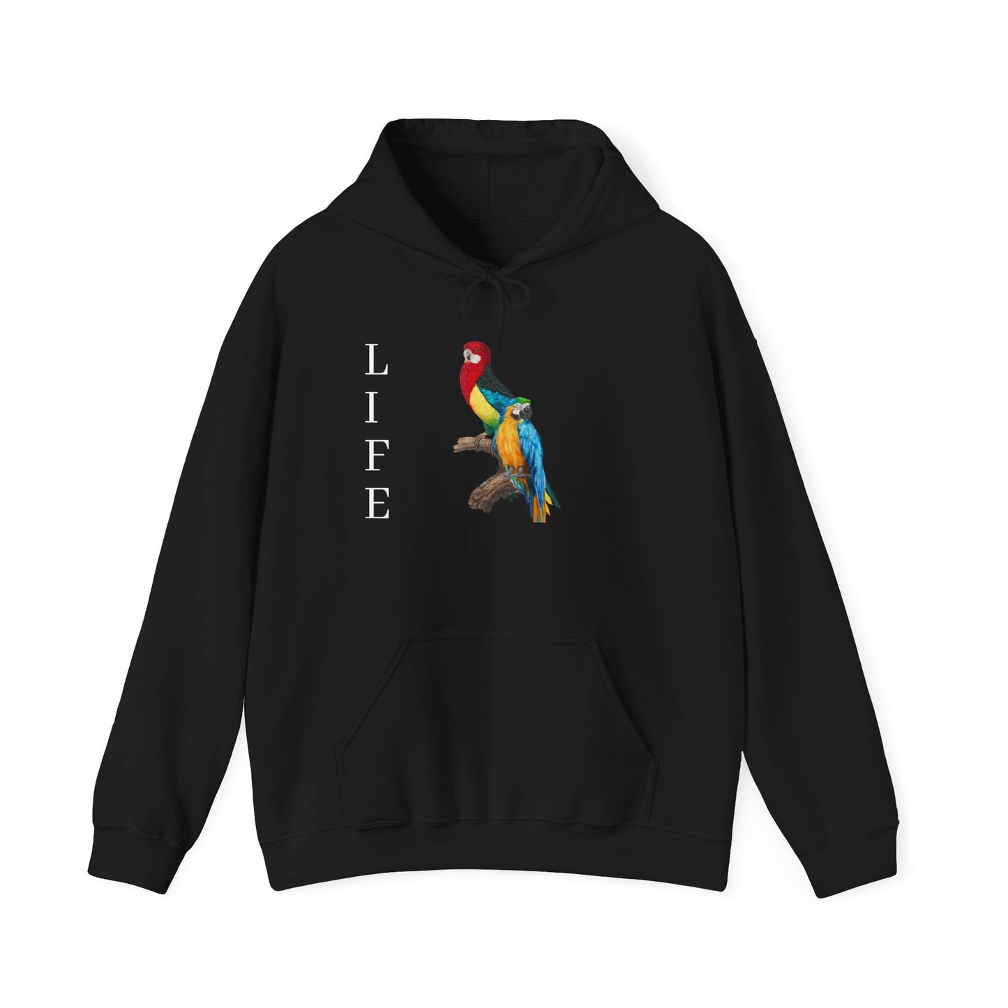 Wild Life Macaw Hoodie — Two Tropical Parrots Graphic Sweatshirt Bird Lover Unisex Hoodie