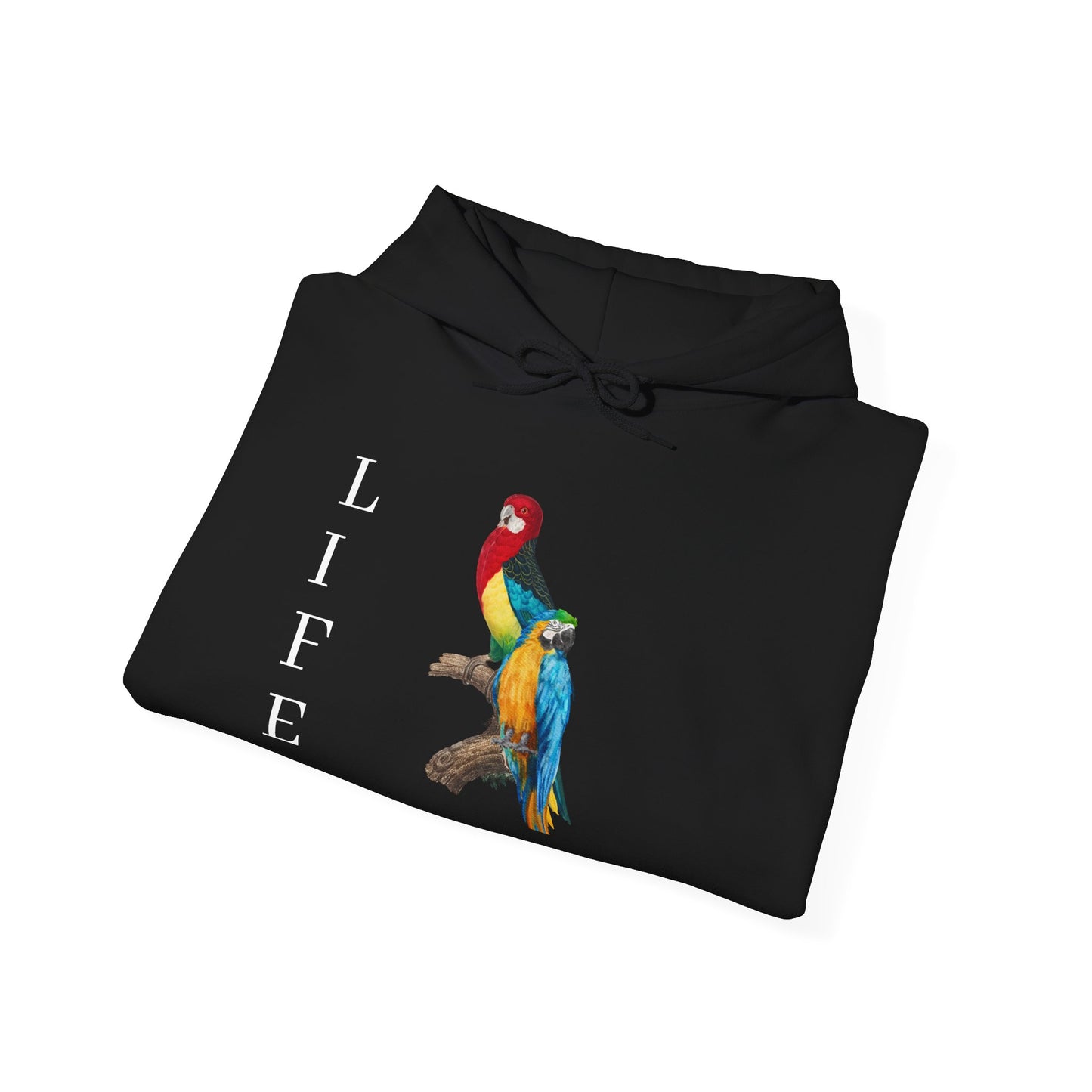 Wild Life Macaw Hoodie — Two Tropical Parrots Graphic Sweatshirt Bird Lover Unisex Hoodie