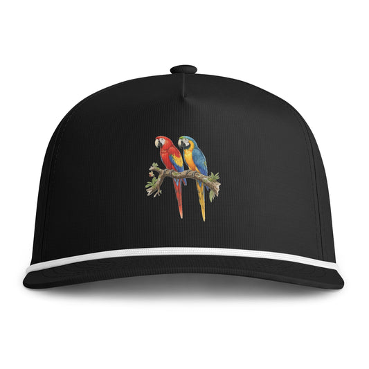 Gold Macaw Snapback Cap — Vintage Tropical Sunwashed Baseball Hat