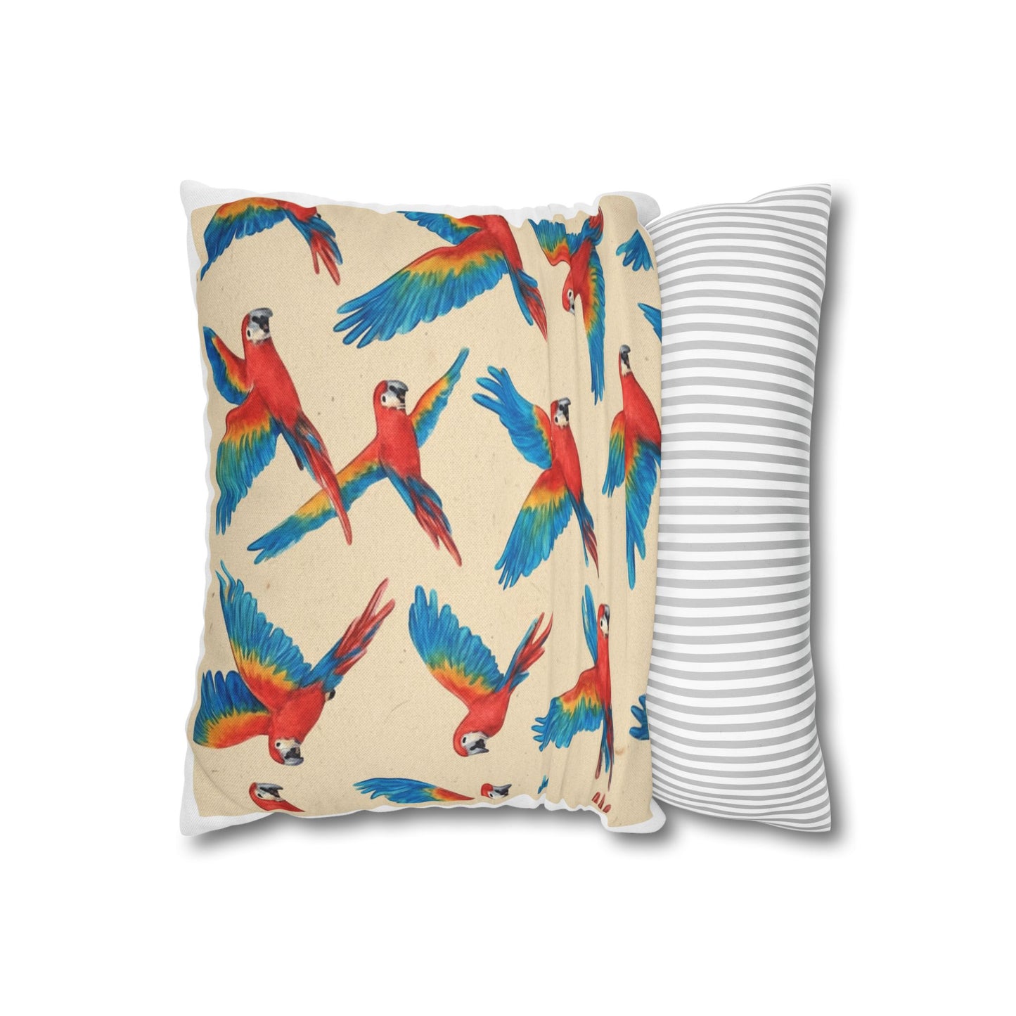 Tropical Macaw Pattern Throw Pillow Cover — Colorful Parrot Home Decor Pillow Bird Lover Gift