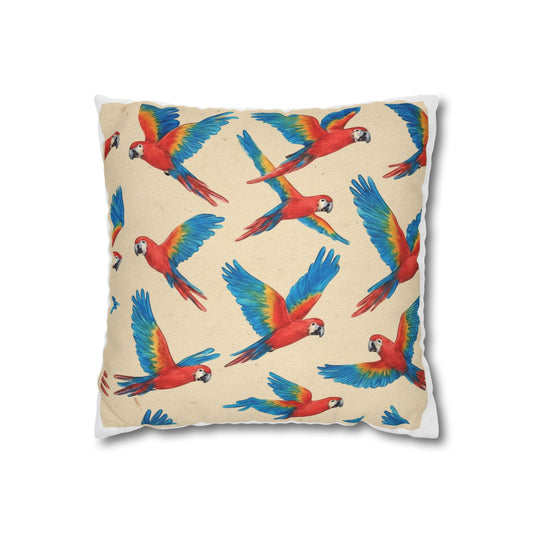 Tropical Macaw Pattern Throw Pillow Cover — Colorful Parrot Home Decor Pillow Bird Lover Gift