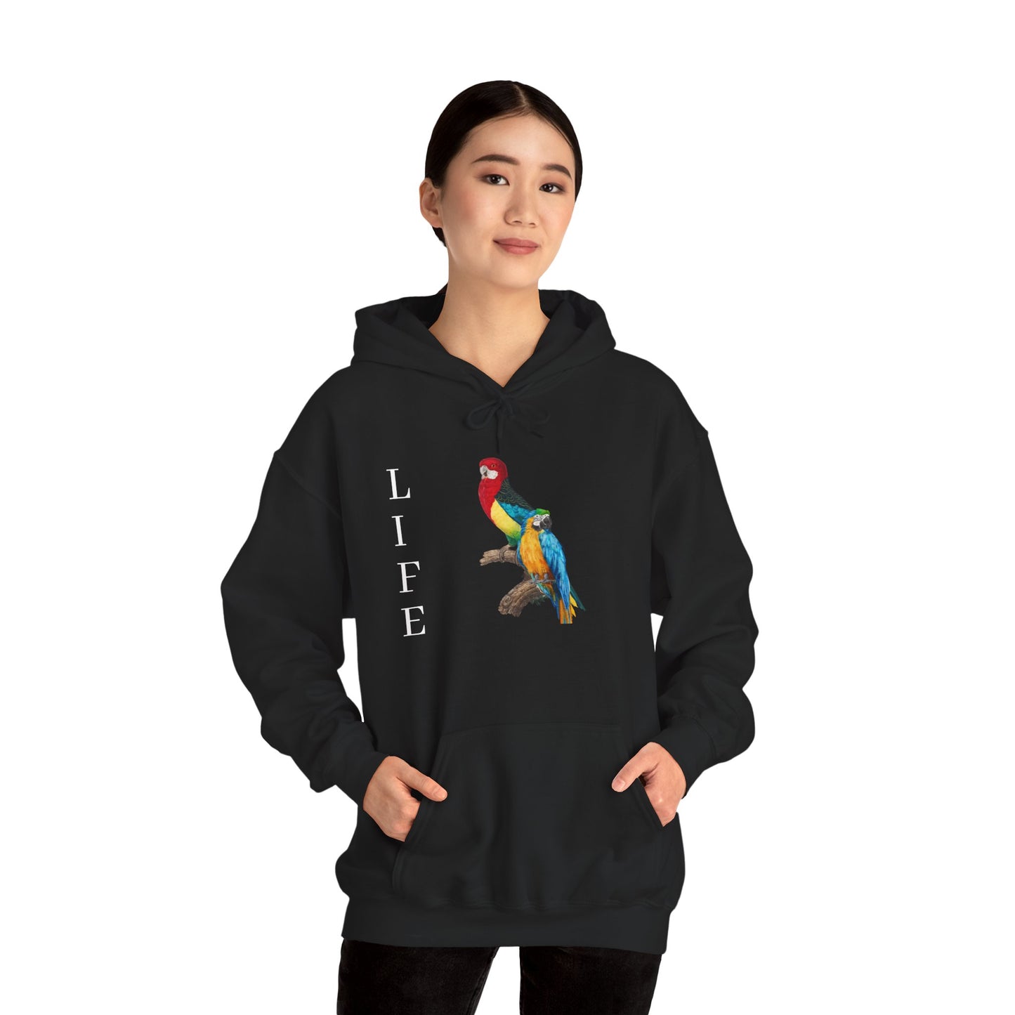 Wild Life Macaw Hoodie — Two Tropical Parrots Graphic Sweatshirt Bird Lover Unisex Hoodie