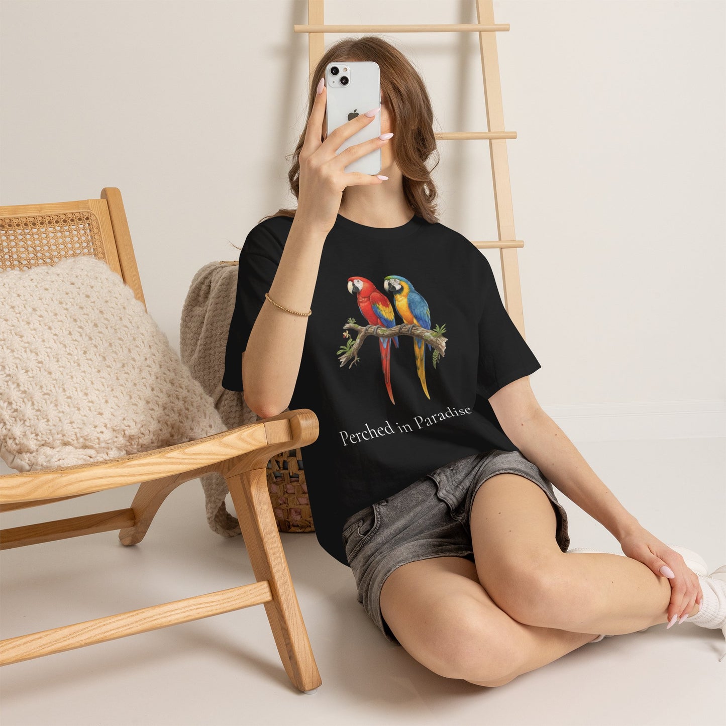 Perched in Paradise T-Shirt — Scarlet Macaw Shirt